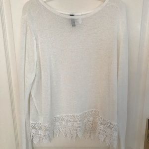 H&M White Blouse with lace trim